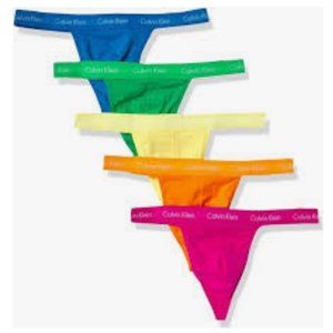 Calvin Klein 5 Rare Pride Multi Cotton Thong Men's